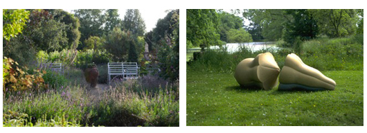 From left to right: London's famous Chelsea Physic Garden, which currently hosts an outdoor sculpture display entitled 'Pertaining to Things Natural,' curated by British sculptor David Worthington, until Oct. 31. Image © Charlie Hopkinson and courtesy Chelsea Physic Garden, Eden Project, and Art-Happens. British sculptor Peter Randall-Page has contributed this work in golden limestone, entitled 'Parting Company II,' 1996, to the outdoor sculpture display 'Pertaining to Things Natural' at Chelsea Physic Garden. Image courtesy Chelsea Physic Garden, Eden Project, and Art-Happens. 